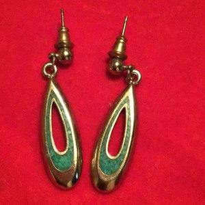 Turquoise & Silver pierced drop/post earrings